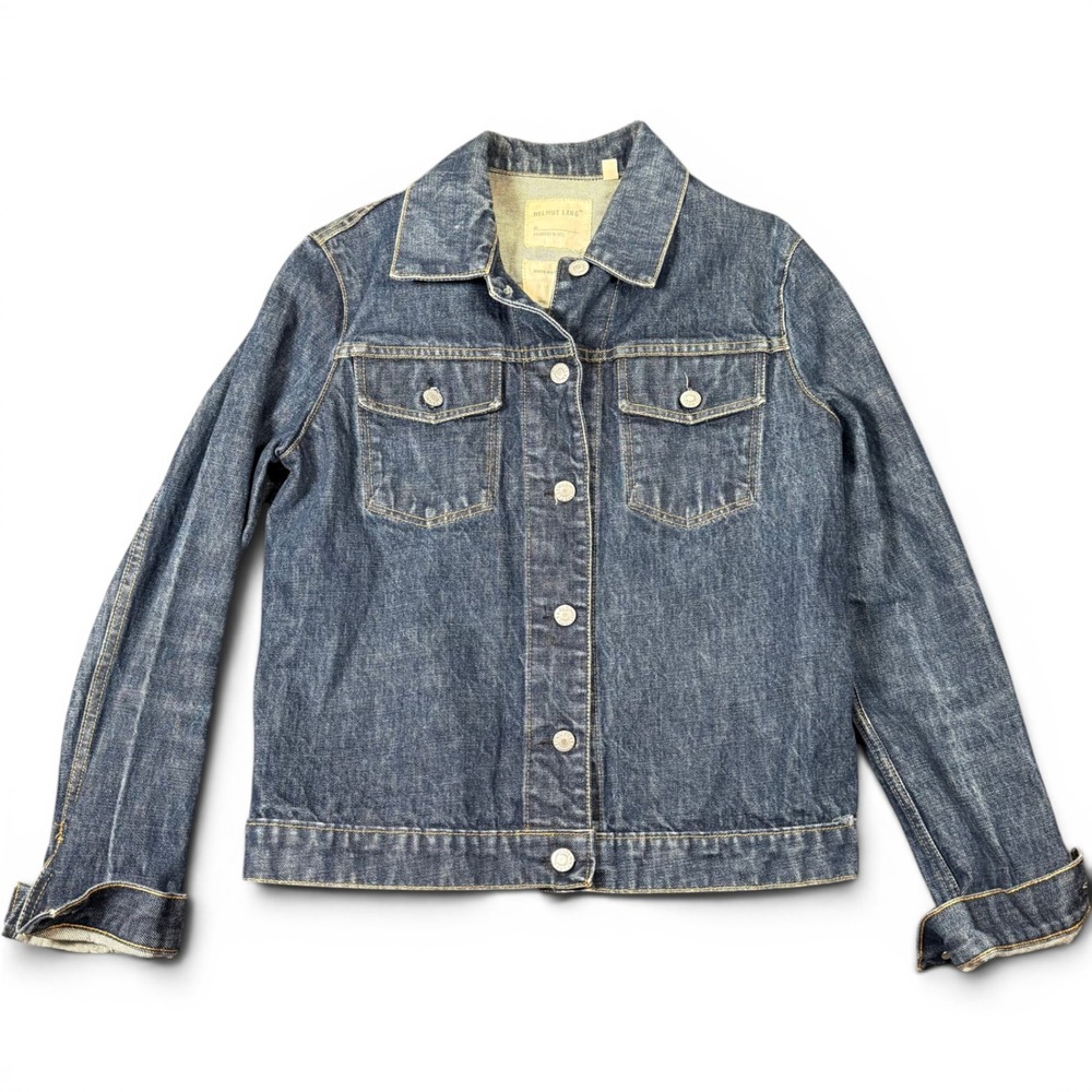 Vintage 90s Helmut Lang Classic Denim Jacket Made in Italy Blue Trucker Sz 44 M